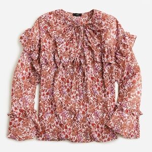 J. Crew ruffle crinkle chiffon top in fête floral